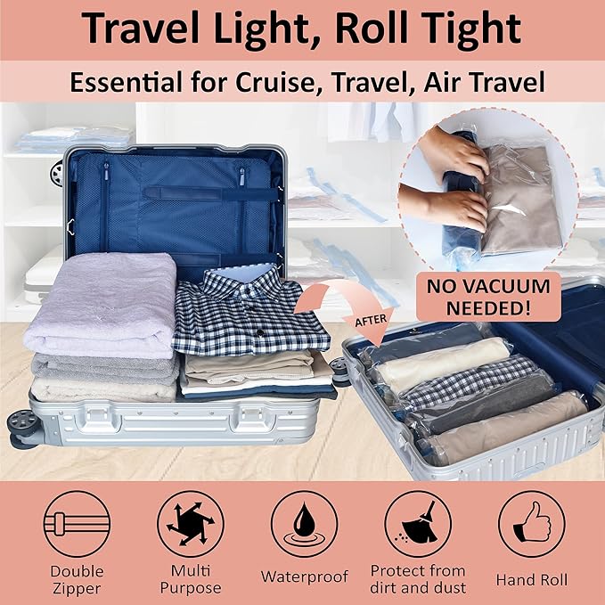 Compression Bags for Travel - Travel Essentials - 20 Pack Space Saver Bags - No Vacuum Needed - Compression Packing Bags for Cruise Accessories-NeatNest