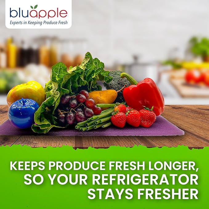 Bluapple FreshMats, Refrigerator Liner, Fridge Drawer Mats, Crisper Life Extender Liner Keeps Produce Fresh Longer, Anti-Bruising, Helps Air Circulation, Washable & Reusable (4-Mats, 12x15, Lavender)-NeatNest