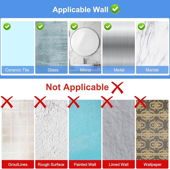 2pc Acrylic Wall Mount Organizer, Adhesive Shelf, Bathroom Shelves for Wall, Self Adhesive Organizer, Shower Caddies, No Drilling Hang Wall,with 3pack Tapes, for Bathroom, Kitchen, Living Room-NeatNest