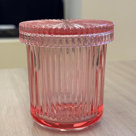 2 Pack Qtip Holders for Bathroom, Clear Glass Apothecary Jars with Lids,Vintage Bathroom Canisters for Cotton Balls,Swabs,Floss Picks,Hair Ties,Vanity Organizer and Storage Decor (Pink)-NeatNest