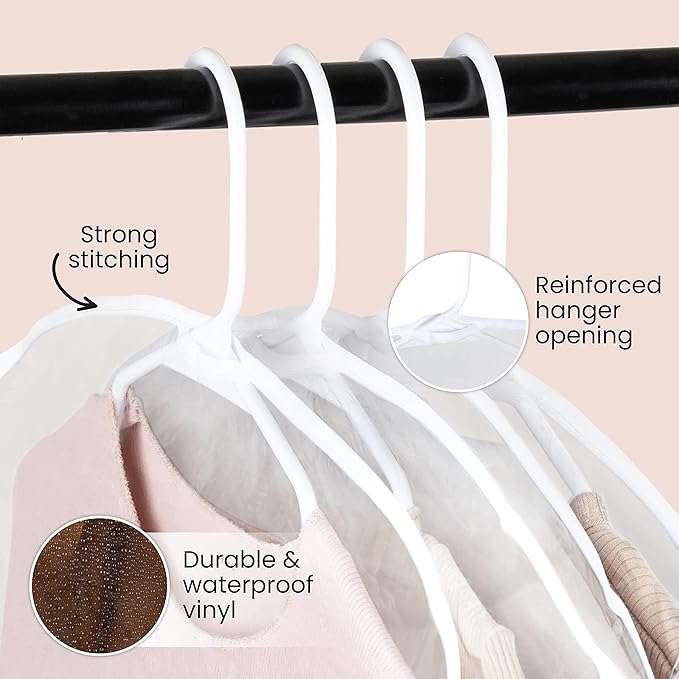 Handy Laundry Clear Vinyl Shoulder Covers - Set of 16 - Garment Protectors Keep your Suits, Dresses, Blouses, & Dust Free - Protect and Store your Clothing while they're In and Out of Season-NeatNest