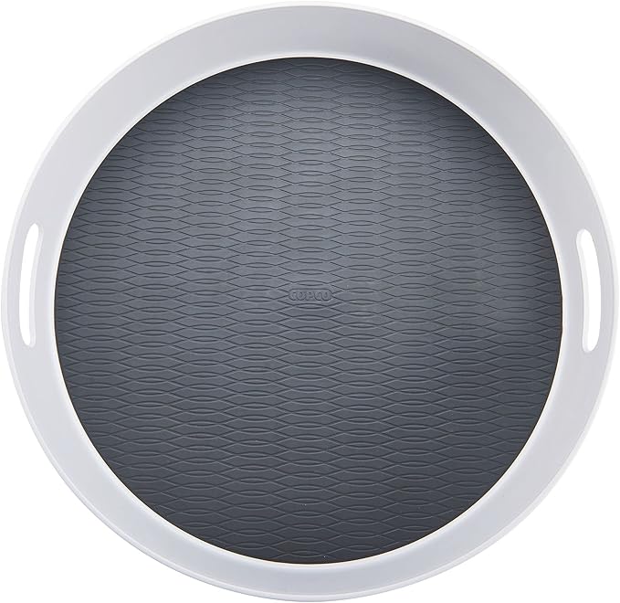 Copco Under-Sink Pantry and Cabinet Organizer, 18-Inch, Revolving Storage Solution, White and Gray-NeatNest