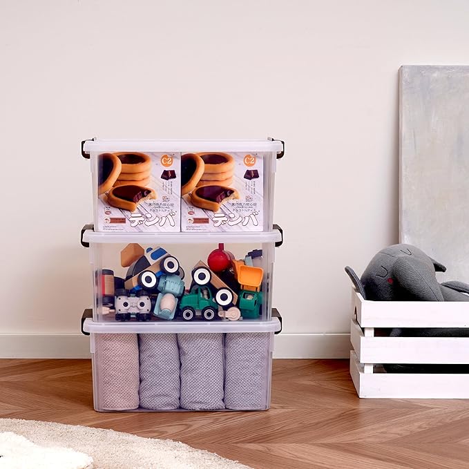 Citylife 32 QT Plastic Storage Bins with Latching Lids Stackable Storage Containers for Organizing Large Clear Storage Box for Garage, Closet, Classroom, Kitchen, 2 Packs-NeatNest