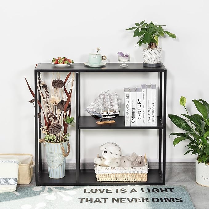 HDANI Console Table, Narrow Entryway Table, 3 Tier Metal Hallway Table, 9.8''Dx31.5''Wx29.7''H(Black)-NeatNest