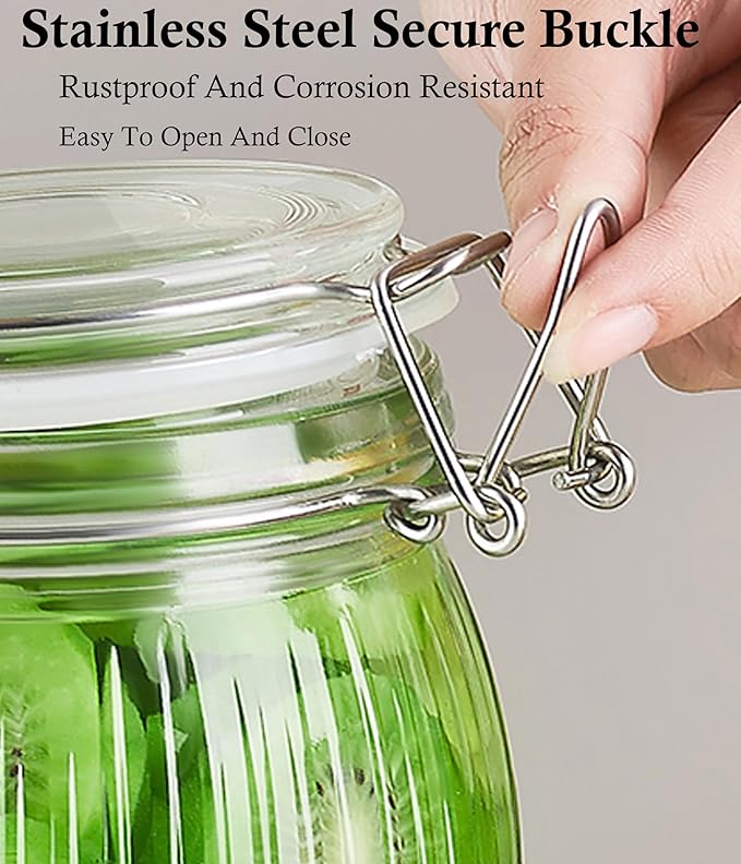 GMCOZY Glass Jar With Airtight Lid 16 Oz-6set Thicken Sealed Food Storage Canister Wide Mouth Mason Storage Jars For Kitchen Pantry Coffee Beans Nuts Baking Goods Tea Spice Cereal Fruits