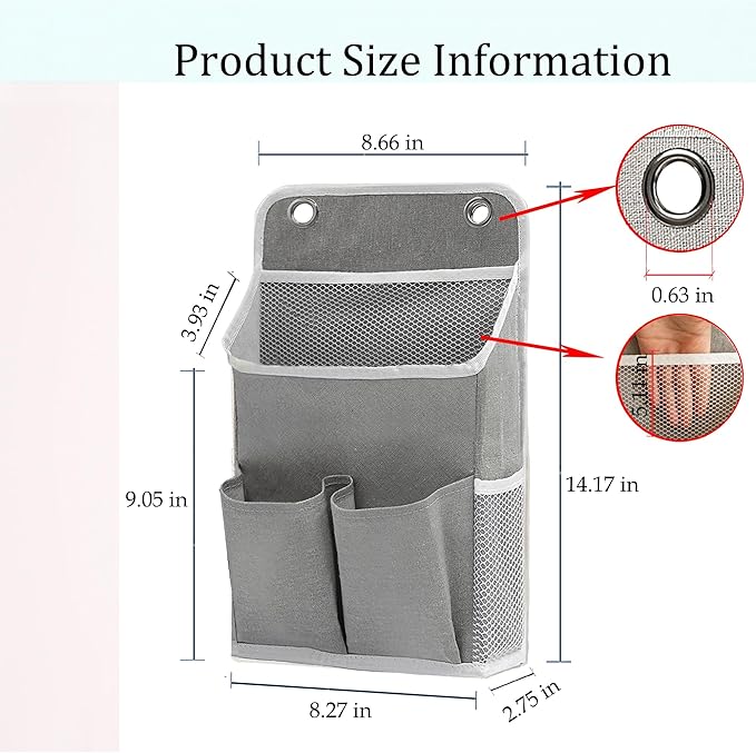 Hanging Basket for Organizing, Wall Organizer with Pockets and Over The Door Organizer，Can for Home, Closet, Office and Camper (4 Grey)-NeatNest