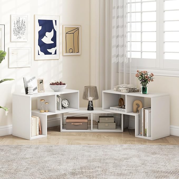 Giantex Free-Combination TV Stand for Bedroom - Entertainment Center for 50 55 60 65 Inch TV, 3-Piece Media Console Table with Storage Cubes, Deformable Open Storage Bookcase Shelf (White)-NeatNest