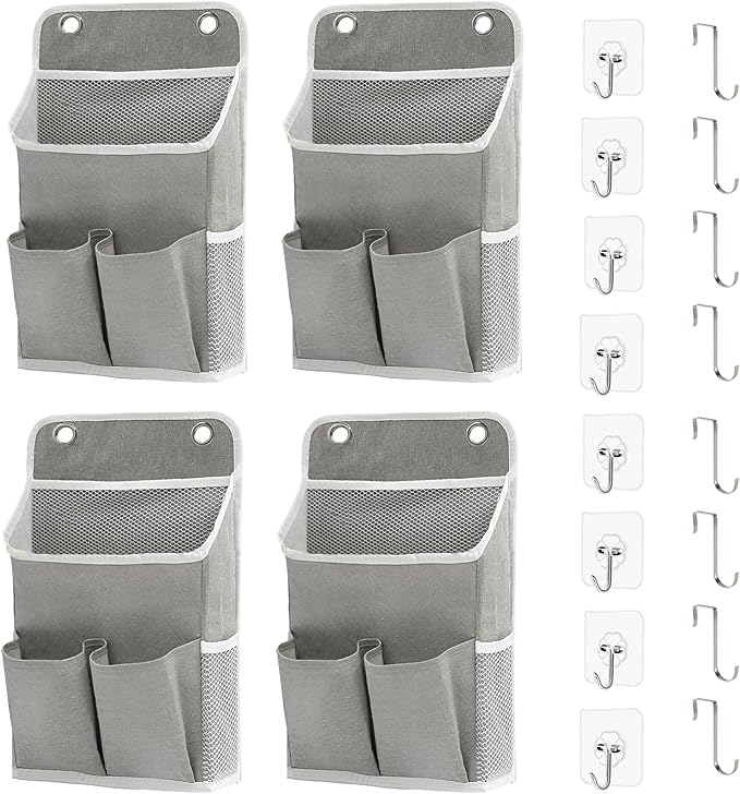 Hanging Basket for Organizing, Wall Organizer with Pockets and Over The Door Organizer，Can for Home, Closet, Office and Camper (4 Grey)-NeatNest