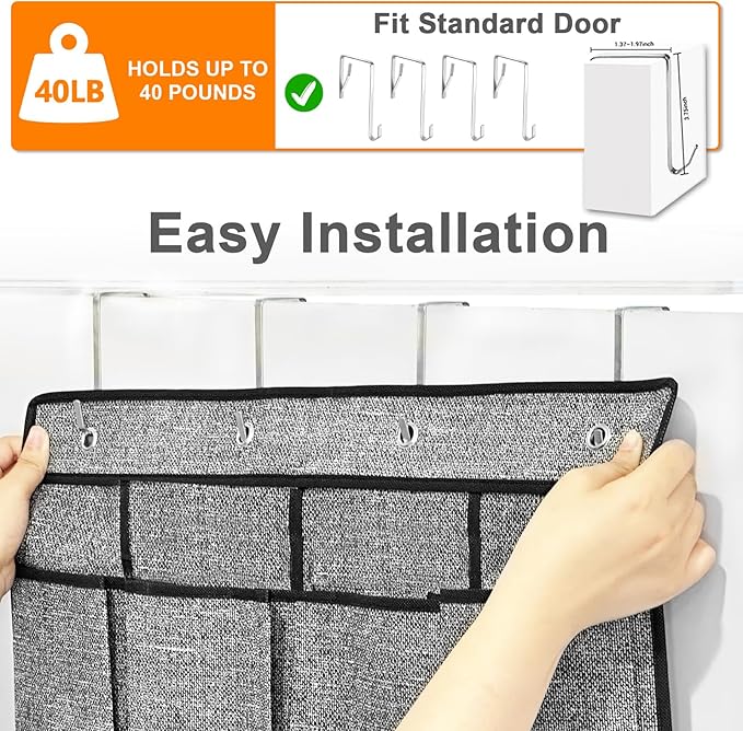 Over the Door Shoe Organizer, Hanging Shoe Rack Storage Holder with 24 Large Pockets for Closet Door, Men Women Kids Shoes, Cruise (Black)-NeatNest