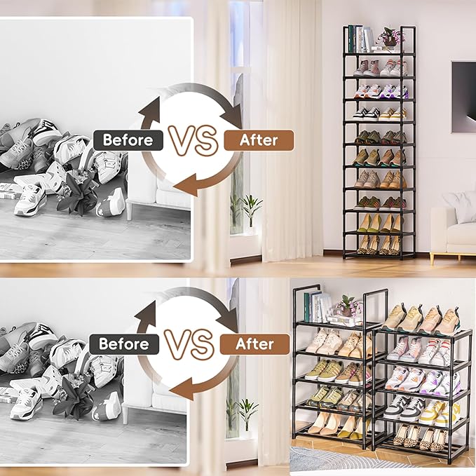 Shoe Rack, Sturdy Metal Shoe Rack Organizer,Narrow Shoe Racks for Closets,Shoes Rack,Shoe Stand,Shoe Shelf-NeatNest