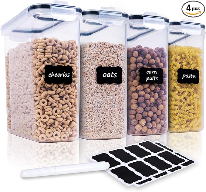 Cereal Containers Storage Set - 4 Piece Airtight Large Food Storage Containers(135.2oz), BPA Free Dispenser Plastic Cereal Storage Containers-NeatNest