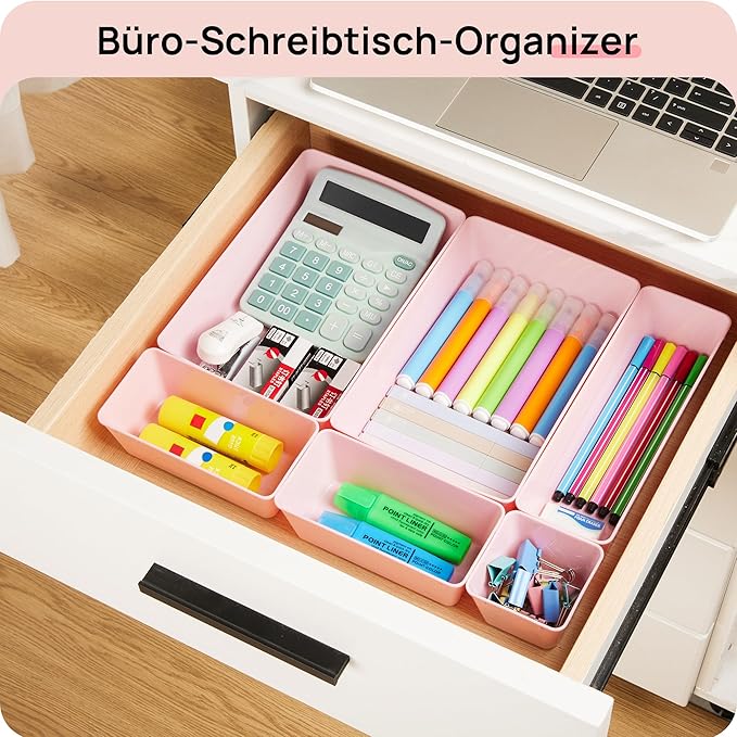 Vtopmart 25 PCS Plastic Drawer Organizers Set, 4-Size Versatile Bathroom and Vanity Drawer Organizer Trays, Storage Bins for Makeup, Bedroom, Kitchen Gadgets Utensils and Office-NeatNest
