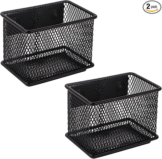 Black Magnetic Basket Set of 2, Refrigerator Basket, Magnetic Baskets Heavy Duty, Magnetic Locker Organizer Holder for Whiteboard Office, 3.42'' × 2.36'' × 2.55''-NeatNest