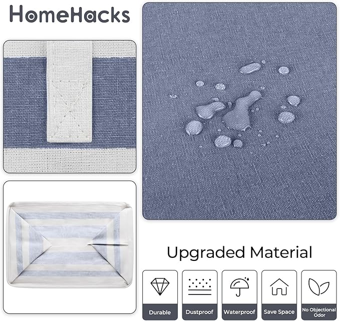 HomeHacks 2-Pack Large Laundry Basket, Waterproof, Freestanding Laundry Hamper, Collapsible Tall Clothes Hamper with Extended Handles for Clothes Toys in the Dorm and Family (Blue, 88L)-NeatNest