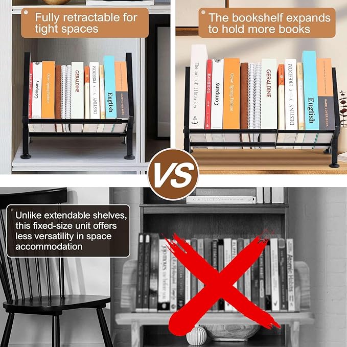 ENCIMART Adjustable Desktop Bookshelf for Desk Book Organizer, Tilting Tabletop Bookshelf in Office Home/Living Room, Vinyl Record Storage Holder Book Rack for Magazine/CDs/Books/Vinyls Display-NeatNest