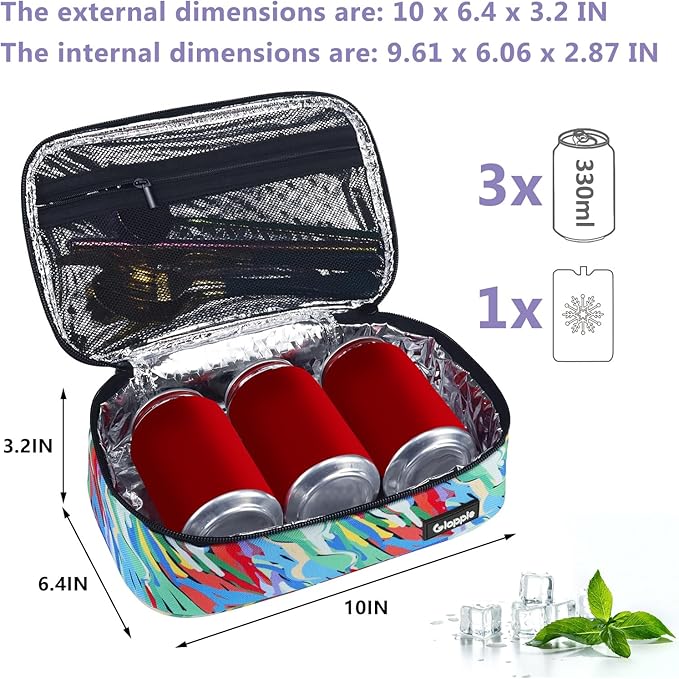 Gloppie Small Lunch Bag Insulated Lunch Box Mini Lunchbox Portable Lunch Cooler Bag Adult Lunch Pail Petty Food Containers Reusable Snack Bag, Camouflage Watercolor-NeatNest