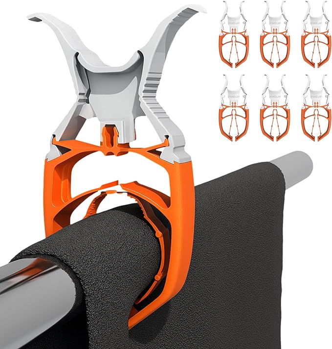 Orange - 6-Pack Towel Clip - Large Clips for Towels and Clothes - Storm Proof & Lockable Clothespin - Multi- Purpose Towel Clips for Chairs, Boat, RV, Camping, Stroller, Beach Chair
