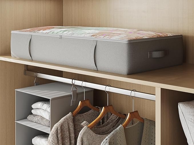 2-Pack Under Bed Storage Containers, 6 Inches Tall Underbed Clothes Storage Organizer Bin with Sturdy Sidewalls/Bottom, Underbed Storage Bins 2 Storage Thin Bins-NeatNest