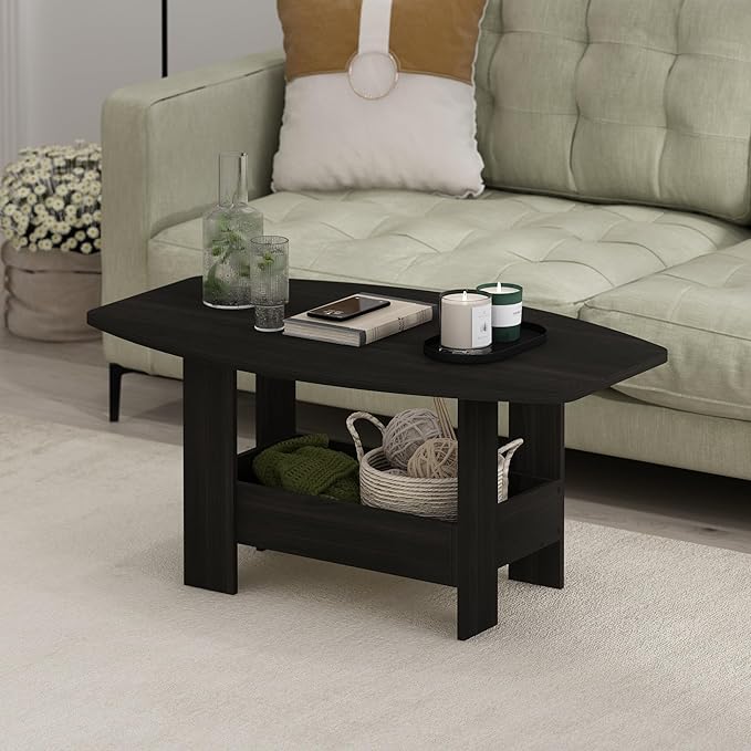 Furinno Simple Design Coffee Table with Storage Compartment, Espresso-NeatNest