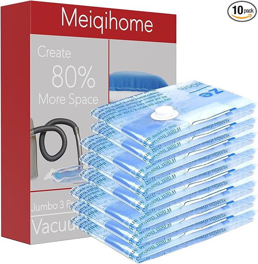 Vacuum Storage Bags , Small Space Saver Sealer Bags , Airtight Compression Bags for Clothes, Pillows, Comforters, Blankets, Beddings, Pack of 10-NeatNest