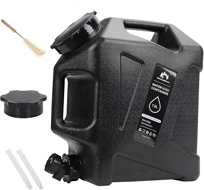 Camping Water Jug - 3.2 Gallan Water Container with Spigot | Portable Water Tank for Outdoor Hiking Picnic Supplies - Black-NeatNest