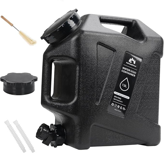 Camping Water Jug - 3.2 Gallan Water Container with Spigot | Portable Water Tank for Outdoor Hiking Picnic Supplies - Black-NeatNest