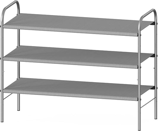 Simple Houseware 3-Tier Shoe Rack Storage Organizer, Grey – Space-Saving Shoe Shelf, Holds 9–16 Pairs, Sturdy Metal Frame, Easy Assembly – Closet, Entryway, Bedroom Shoe Storage Solution-NeatNest