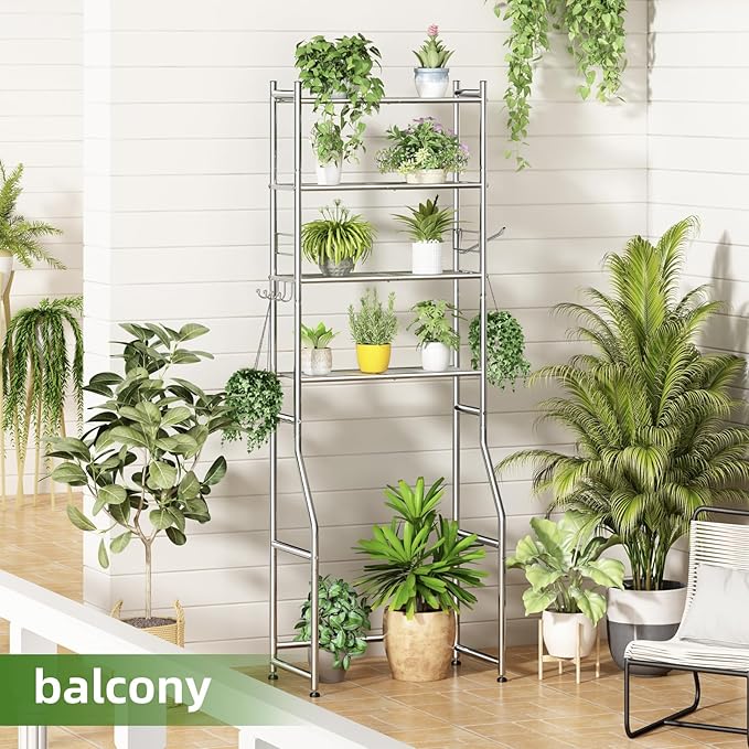 4-Tier Over The Toilet Rack, Shelf Bathroom, Bathroom Storage Organizer with 4 Hooks and Holder Space Saver, Chrome