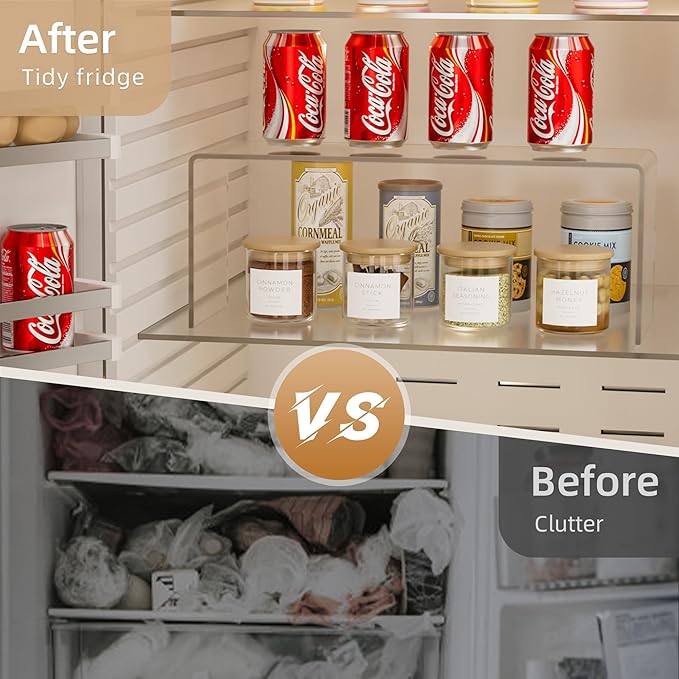 8 Packs Cabinet Organizer Shelf, Acrylic kitchen Cabinet Shelves, Shelf Riser for Dishes, Spices, Soda Cans and Bottles（12.4 x 4 x 4.6 inch）-NeatNest