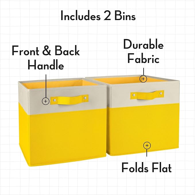 RiverRidge Kids storage bins - 10.5 Cube Storage Organizer with Handles – Yellow Two-Tone closet organizers and storage for Toys, Shoes & More - Fits Cabinets