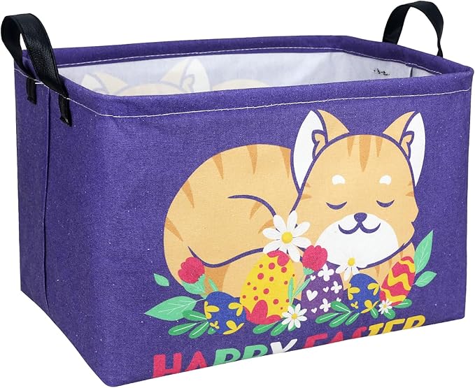 Cat Easter Basket for Kid Large Empty Easter Bunny Eggs Décor Storage Basket (Cat)-NeatNest