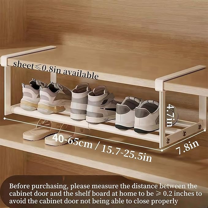 Expandable Shoe Rack, Retractable Shoe Rack, Adjustable Under Cabinet Shoe Organizer for Closet - White (1white)-NeatNest