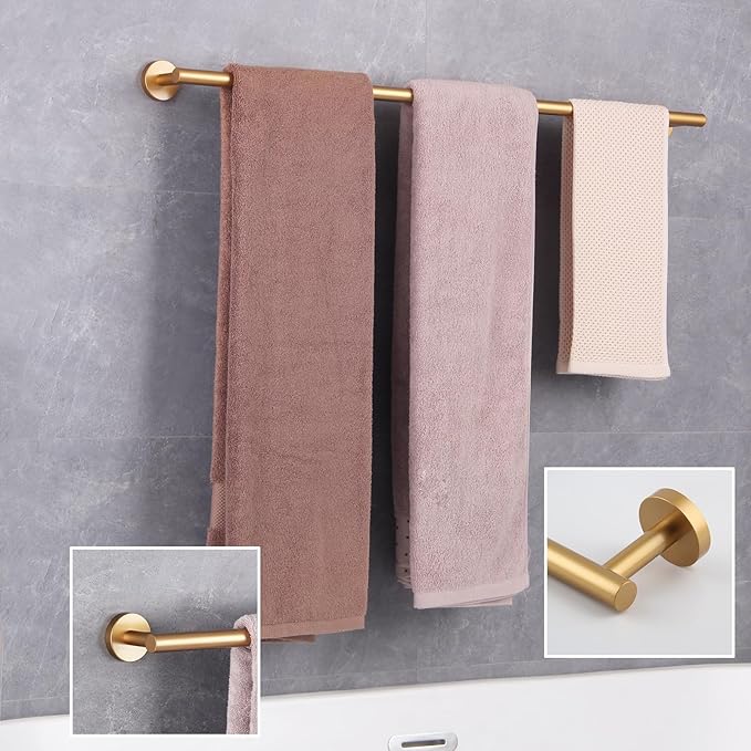 GERZWY Stainless Steel 33-Inch Bathroom Towel Bar Gold Towel Rack Wall Mounted Towel Rail Bath Towel Rod AG1101C85-BE