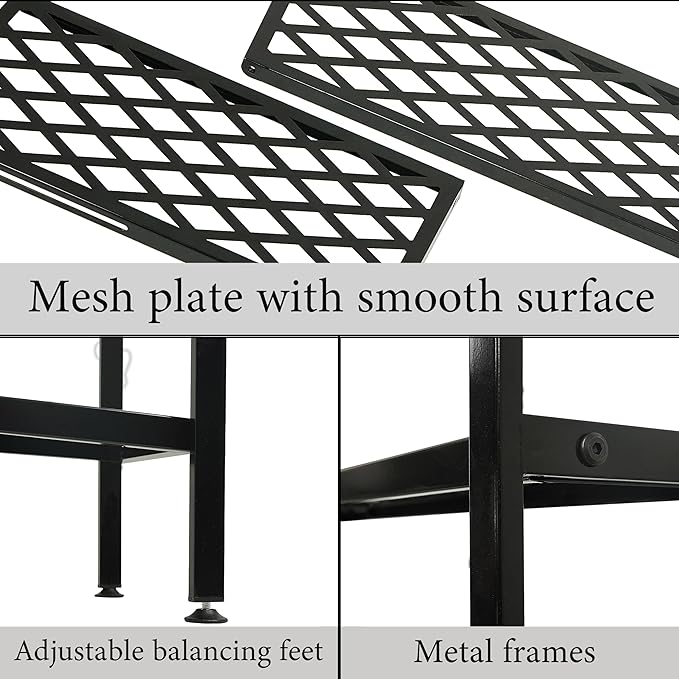 Shoe Rack for Closet, Expandable Shoe Organizer Metal Shelf Stand, 2 Tier Stackable Long Shoe Stand Holder for Floor, Entryway, Garage, Bedroom, Door Entrance for 12-18 Pairs, 45.6in Black-NeatNest