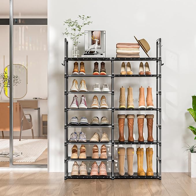 Shoe Rack Organizer 8 Tiers, Tall Shoe Racks Shelf Storage, 26-32 Pairs Vertical Large Rack,Stackable Shoes Racks for Entryway, Closet, Garage-NeatNest