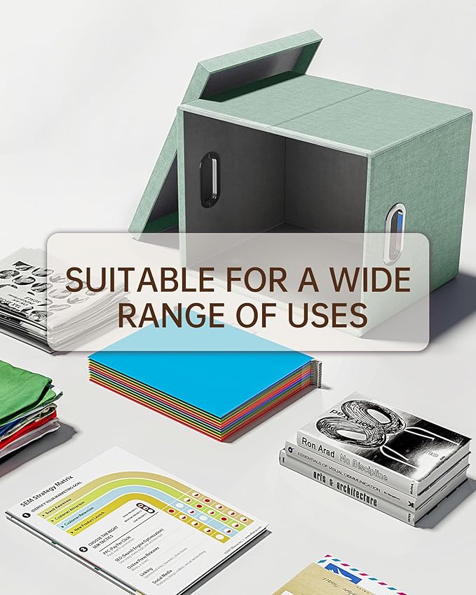 4 Pack File Storage Organizer, Document Organizer, Portable File Box with Lid, Fit for Letter/Legal File Folder Storage,Green-Box only