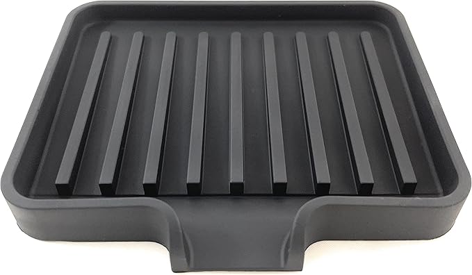 Happitasa Silicone Soap Dish Tray and Sponge Holder with Drain Chute, Pack of 2 | Bathroom and Kitchen Sink Organizer Caddy (Black, 5.2"x4", 7.2 Ounces)-NeatNest