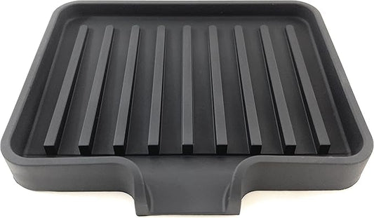 Happitasa Silicone Soap Dish Tray and Sponge Holder with Drain Chute, Pack of 2 | Bathroom and Kitchen Sink Organizer Caddy (Black, 5.2"x4", 7.2 Ounces)-NeatNest