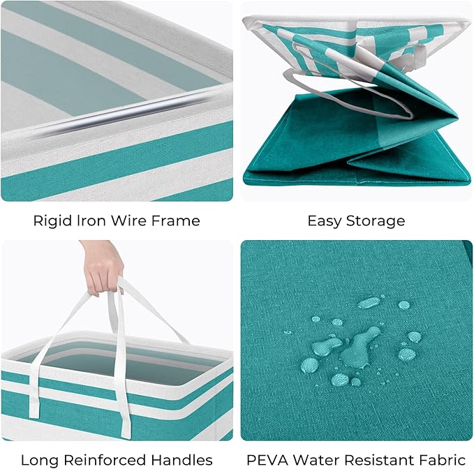 HomeHacks 2-Pack Large Laundry Basket, Waterproof, Freestanding Laundry Hamper, Collapsible Tall Clothes Hamper with Extended Handles for Clothes Toys in the Dorm and Family (Green, 75L)-NeatNest