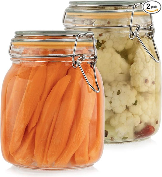 Galashield 32 oz Glass Jars with Lids Food Storage Jars with Airtight Lids Leak Proof Glass Canisters Kitchen Jars [Set of 2]