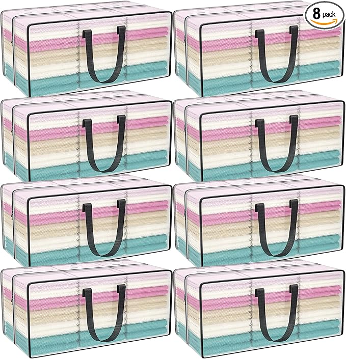 Clear Storage Bags with Zipper, 2 Pack Large Moving Bags Heavy Duty Extra Large, Plastic Storage Totes for Clothes, College dorm Packing Bag with Strong Handles-NeatNest