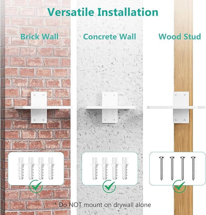 WALI Floating TV Shelves for Wall, Projector Shelf Holds Up to 22lbs, Wooden Wall Mounted Shelves for DVD Players, Cable Boxes, Game Consoles, Living Room Decor Accessories (CS201NW), 1 Shelf, White