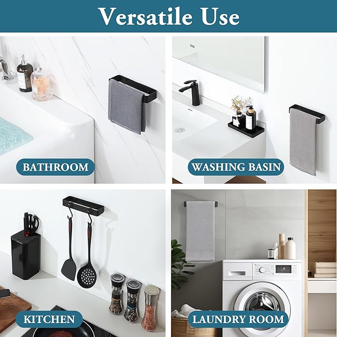 Bathroom Towel Bar, SUS304 Stainless Steel Towel Racks for Bathroom Wall Mounted, Heavy Duty Towel Holder Kitchen Bathroom Accessories Modern Home Decor (8 Inch)