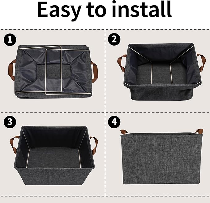 GRANNY SAYS Storage Baskets for Shelves, Closet Organizer Bins, Clothes Storage Bins with Metal Frame, Extra Large Baskets for Organizing and Storage, Collapsible, Dark Gray, 2-Pack-NeatNest
