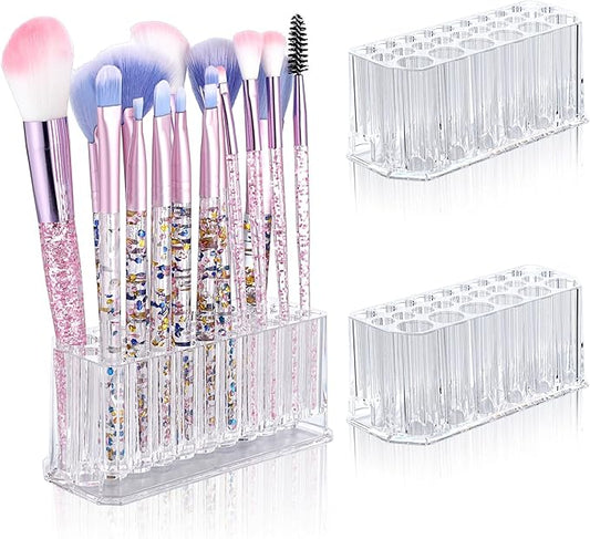 3 Pcs Clear Acrylic Makeup Eyeliner Lip Liner Holder Organizer, 26 Spaces Storage 20 Standard 6 Jumbo Cosmetic Pencil Makeup Display Case Refillable Container Clear Cosmetic Storage Display Holder-NeatNest