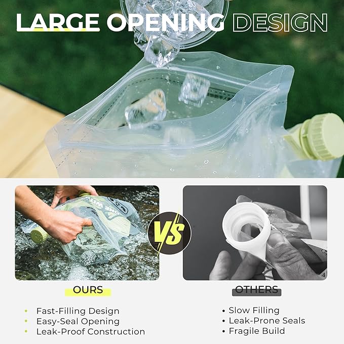 Alocs 2025 Upgrade Emergency Water Storage Bag, BPA-Free Collapsible Water Bottles Bag, 2.1 Gallon Water Jug with Dual-Tap, 2 Pack Camping Water Container for Hiking, Travel, Survival & Outdoor
