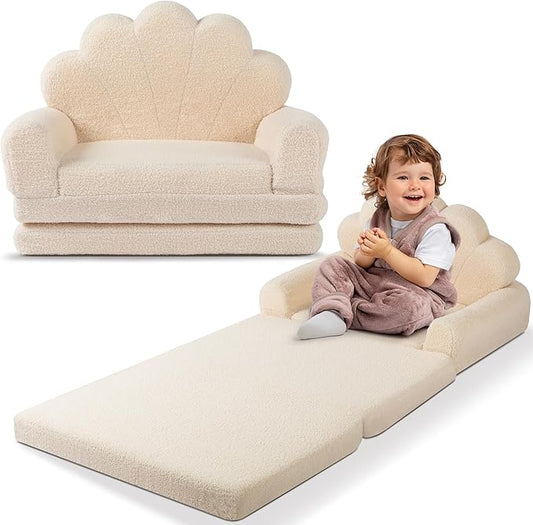 2-in-1 Kids Couch, Toddler Couch Fold Out, Comfy Toddler Chair, Convertible Kids Sofa to Lounger with Pocket and Removable Cover-NeatNest