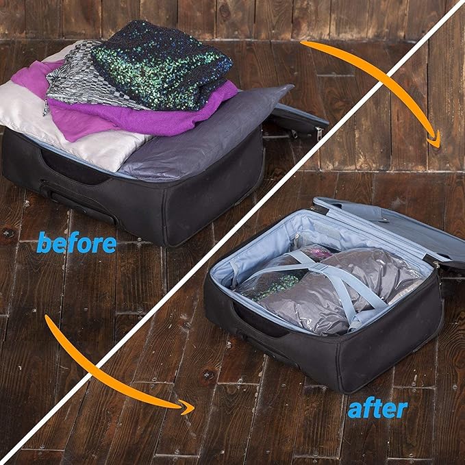 12 Space Saver Storage Bags for Clothes for Travel - Compression, no Vacuum Sacks - Luggage Accessories-NeatNest