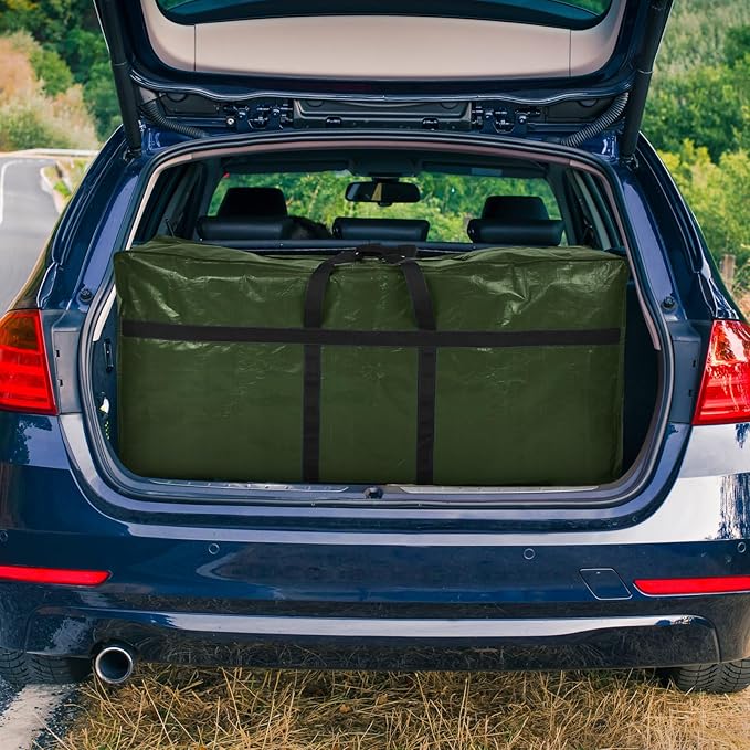 2 Pcs 66 Gallon Extra Large Moving Bags Storage Bags with Zipper and Handles Heavy Duty Duffle Bag Foldable Tote Bag for College Dorm Travel Clothes Blankets Bedding Moving(Army Green)