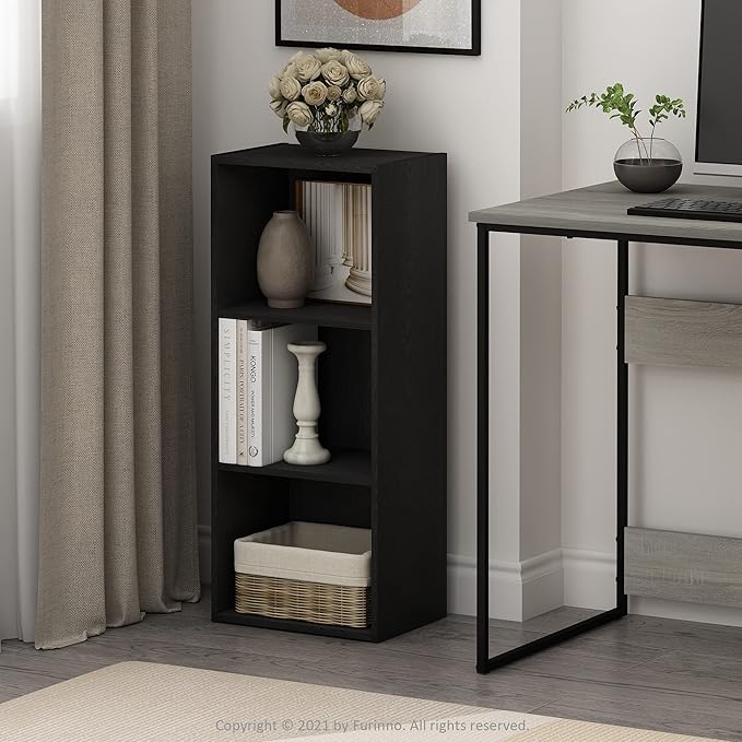 Furinno Luder Bookcase / Book / Storage , 3-Tier, Blackwood-NeatNest